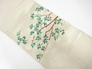 枝花模様織り出し　名古屋帯